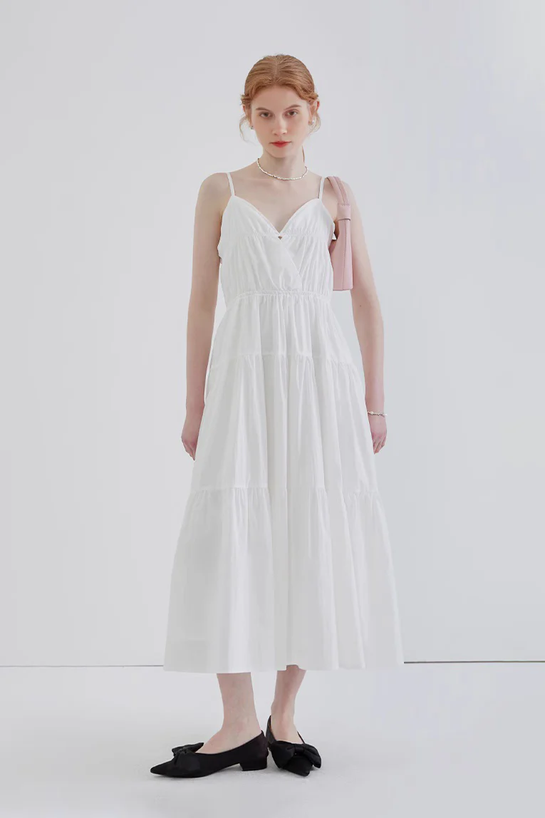 French Style Spaghetti Strap Vacation Maxi Dress - HBQMJX