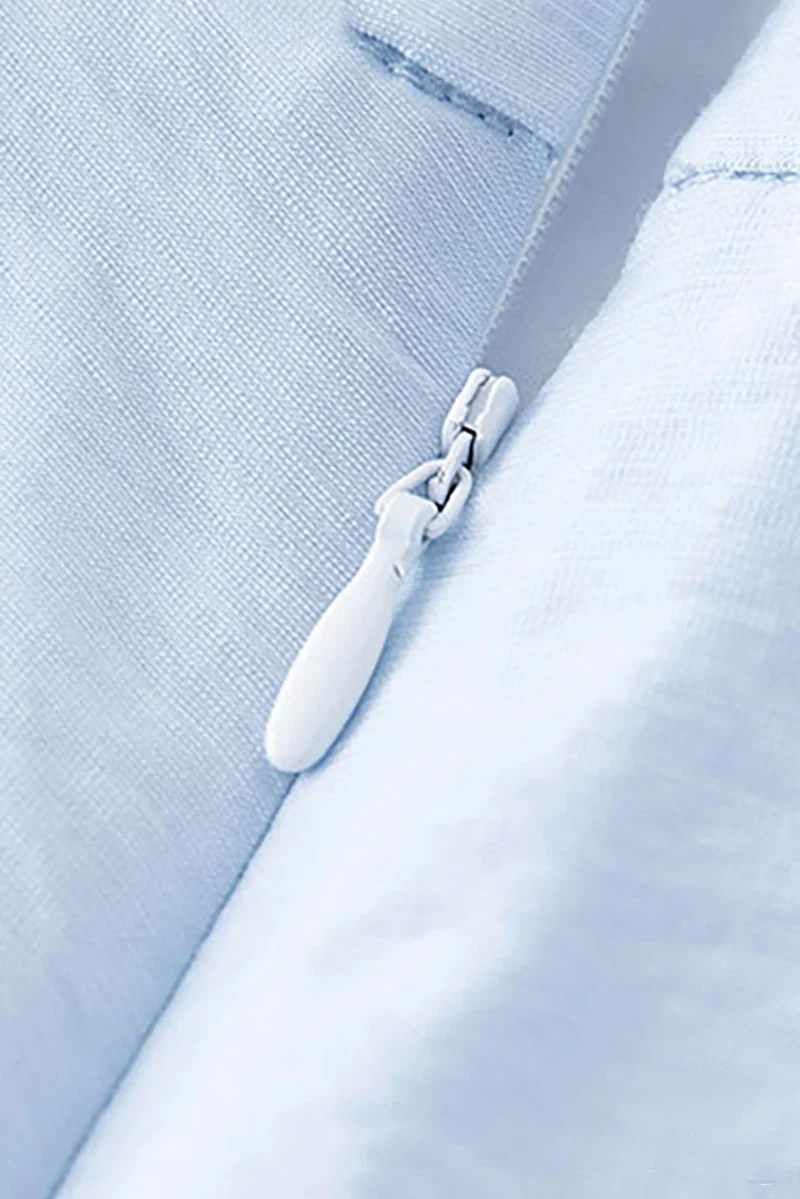 Baby Blue Long Sleeve Midi Shirt Dress - JIEEQQ