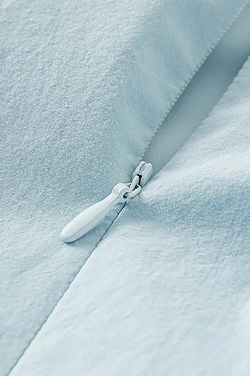 Baby Blue 100 Cotton Sleeveless Scoop-Neck Bubble Mini Dress - HBQMJX