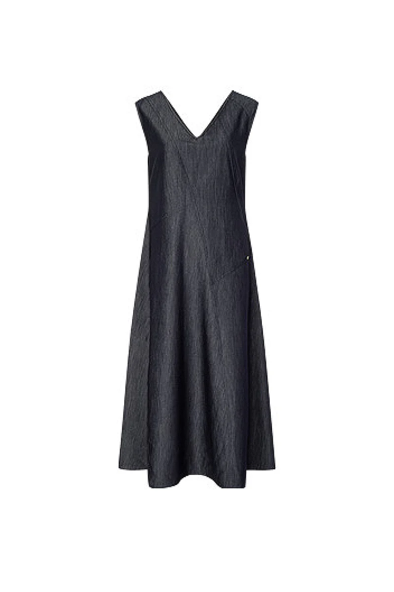 Structured V-Neck Sleeveless Midi Dress - HBQMJX