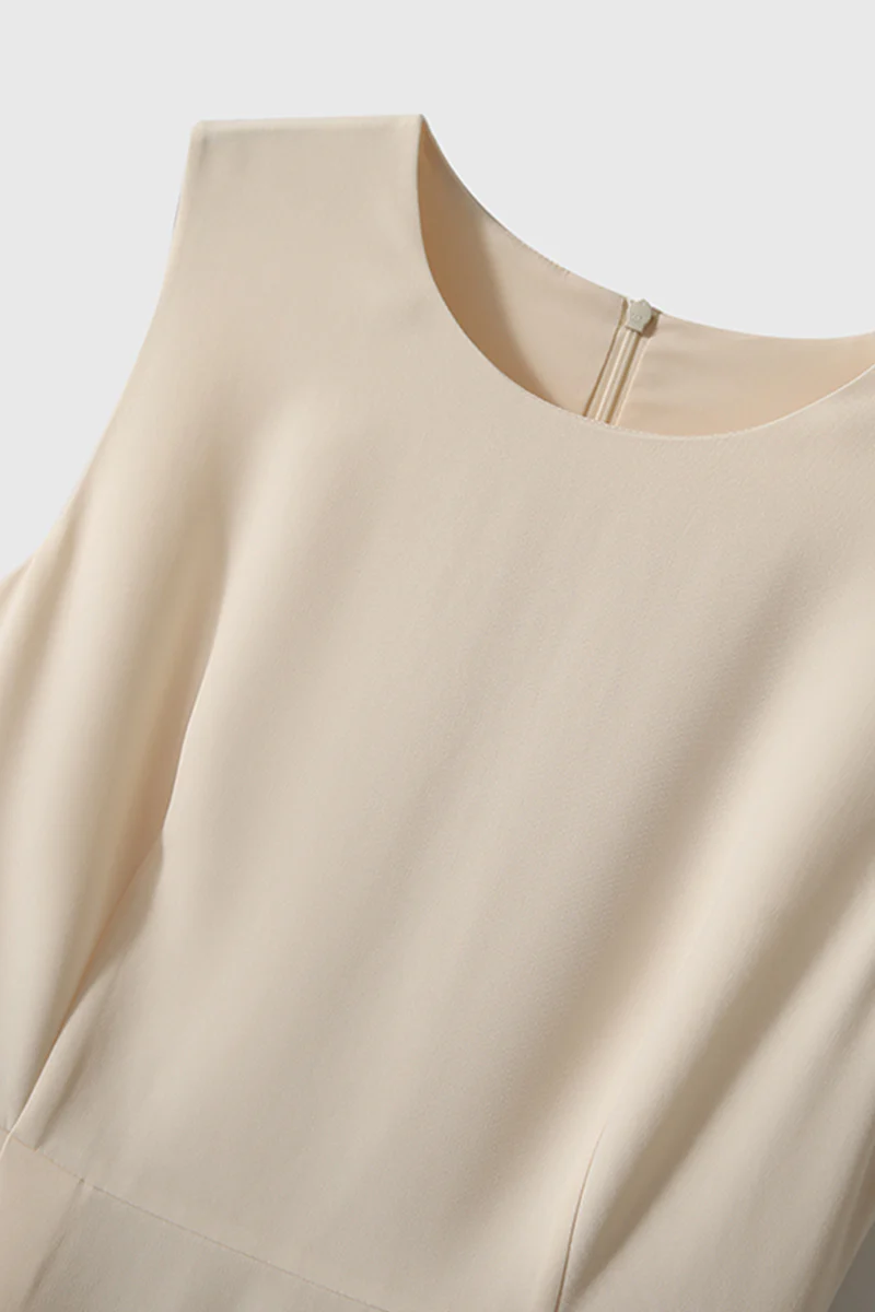 Elegant Acetate Sleeveless Fit & Flare Midi Dress - HBQMJX