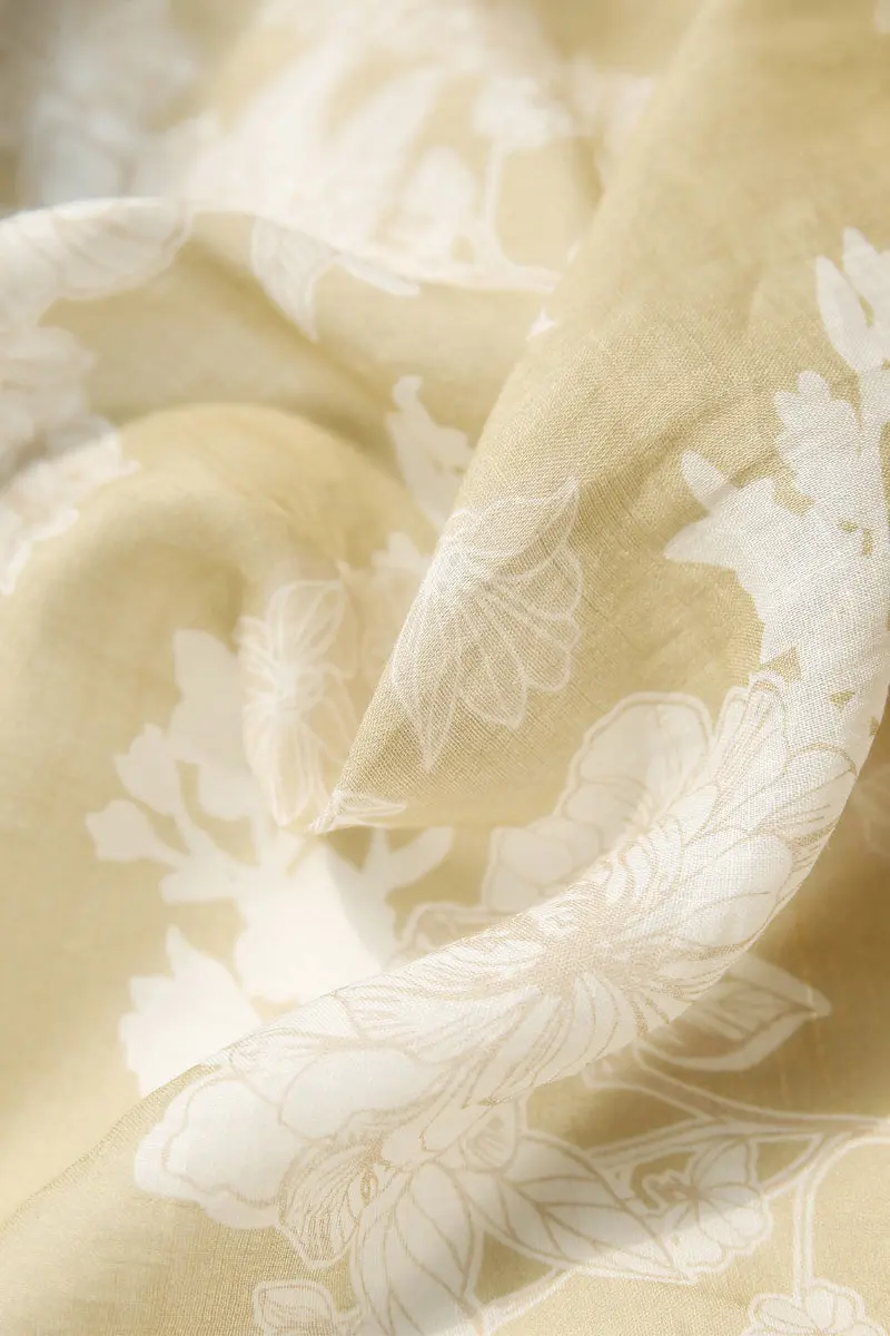 Ramie Floral Tiered Sleeveless Trapeze Midi Dress - HBQMJX