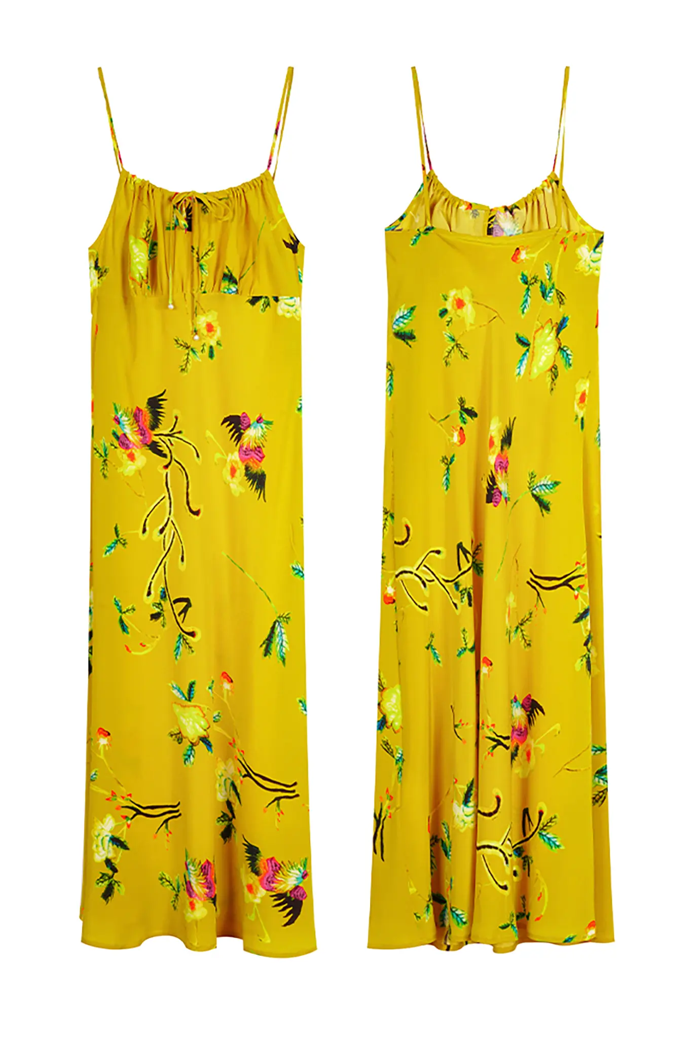 French Inspired Mulberry Silk Printed Vacation Slip Dress - JIEEQQ