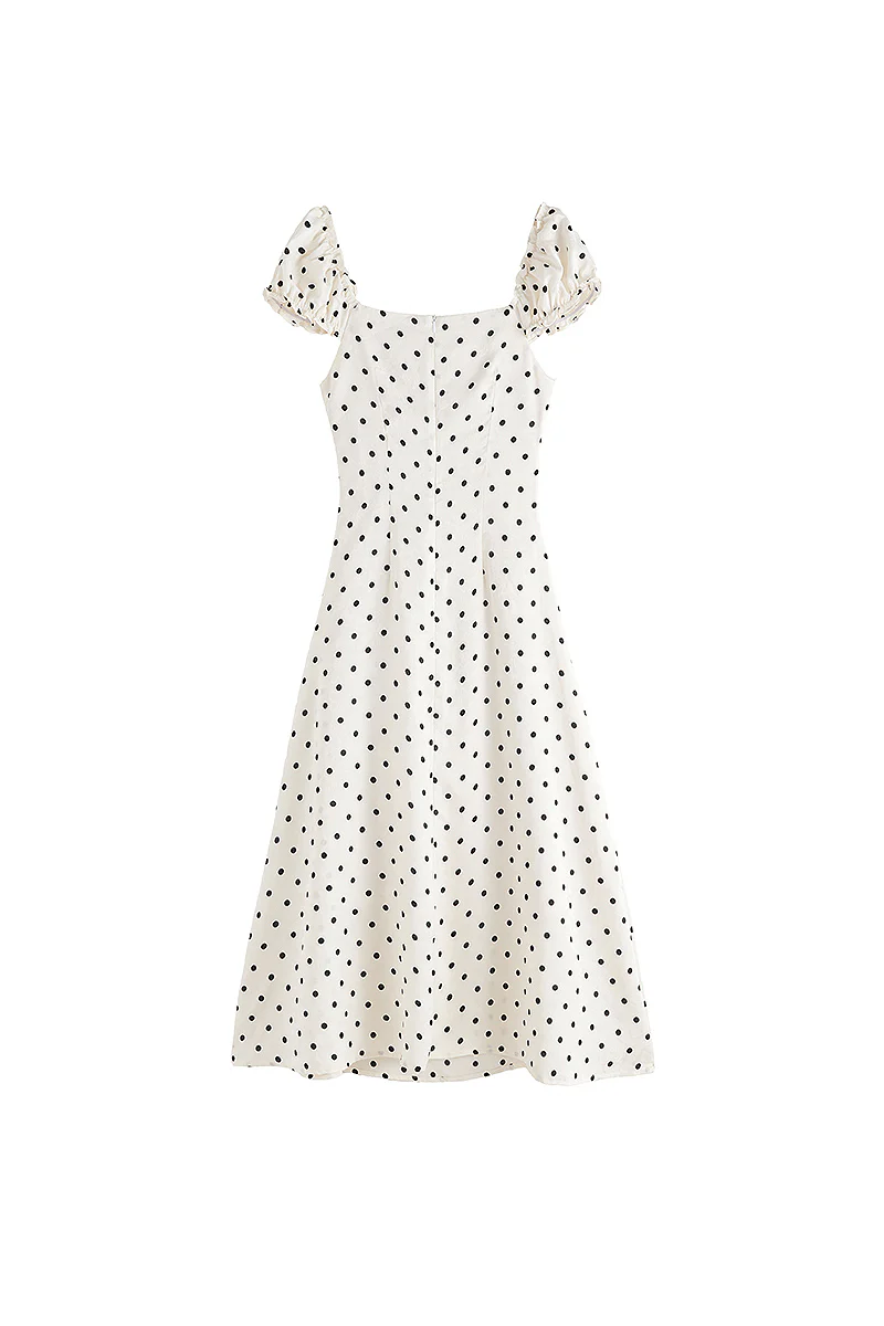 White Polka-Dot Midi Dress - HBQMJX
