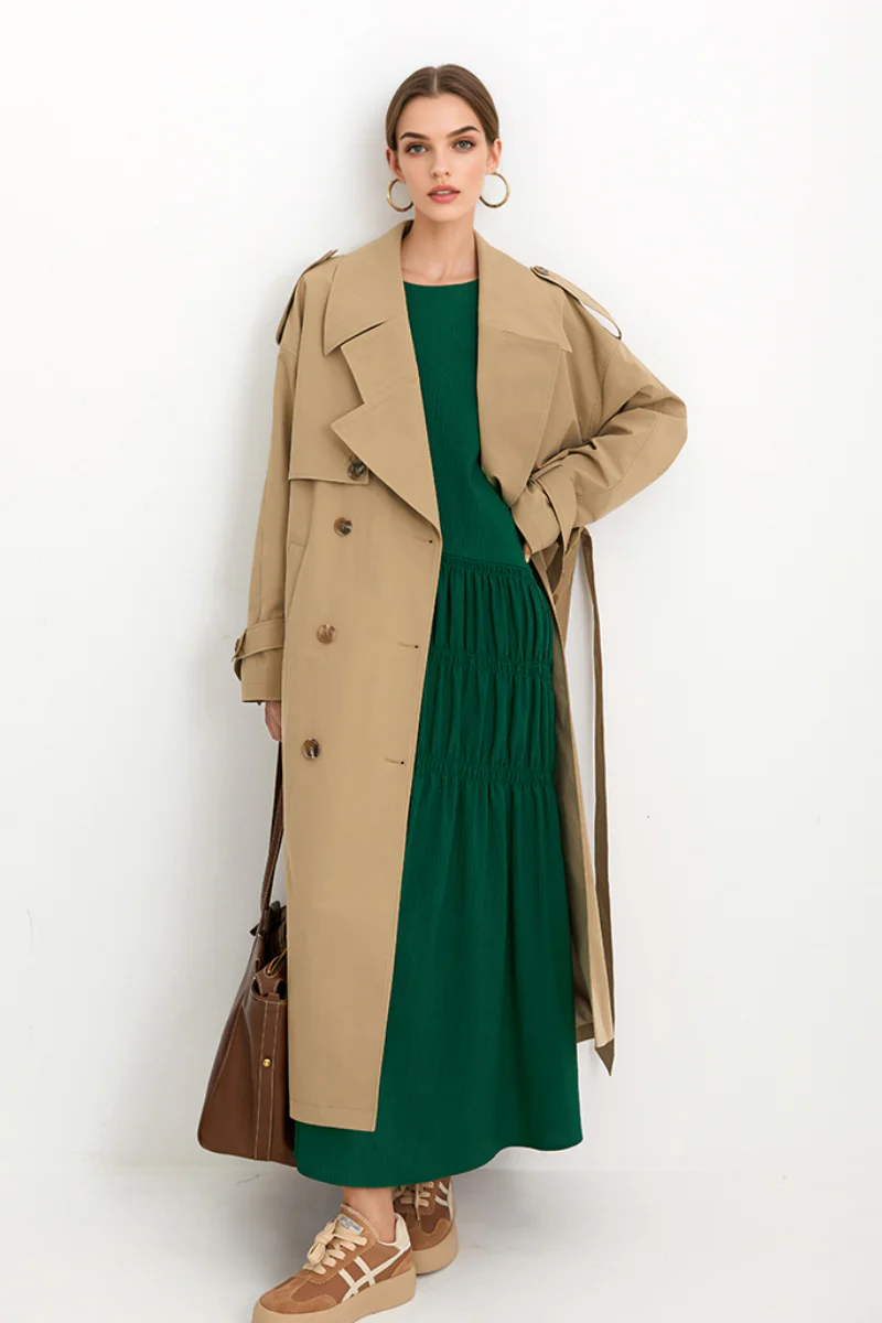 Forest Green Long-Sleeve Maxi Dress - HBQMJX