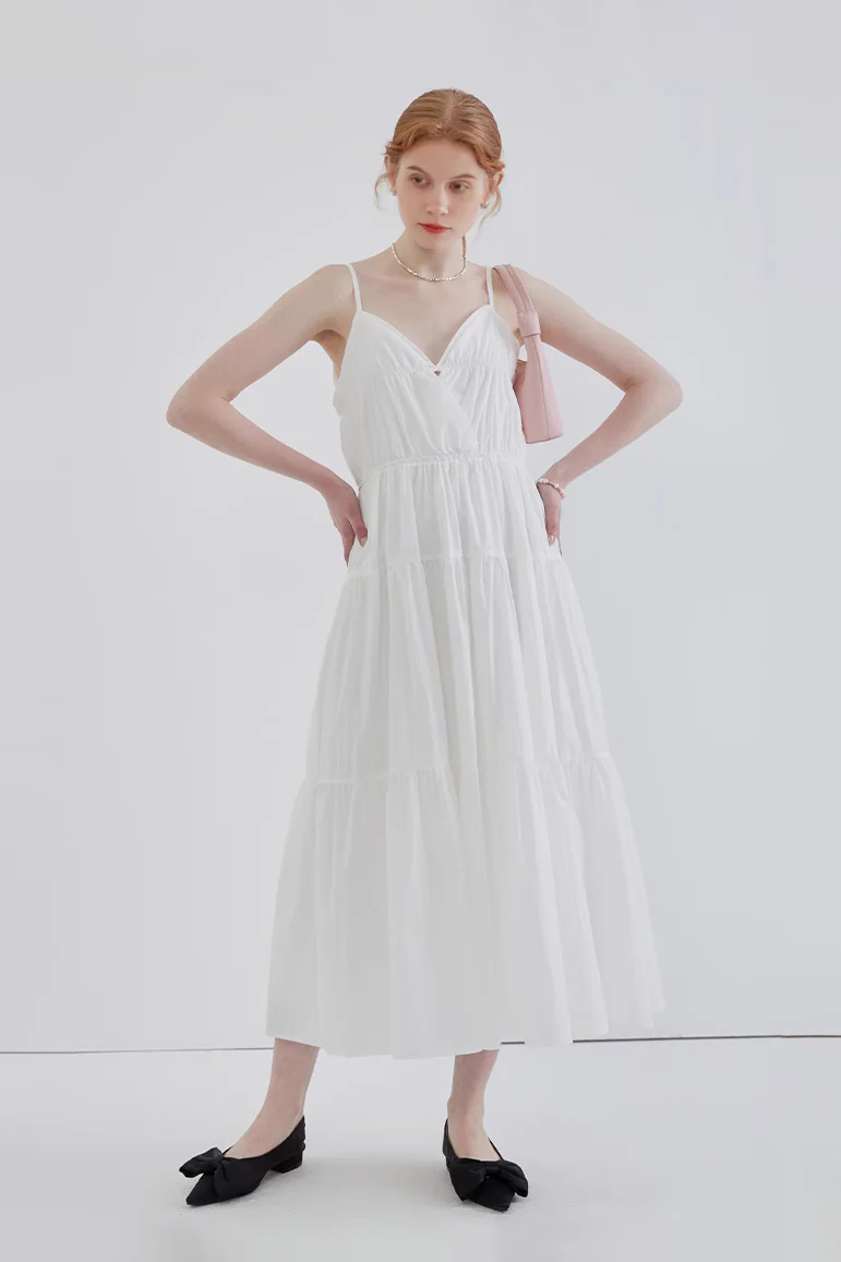 French Style Spaghetti Strap Vacation Maxi Dress - HBQMJX