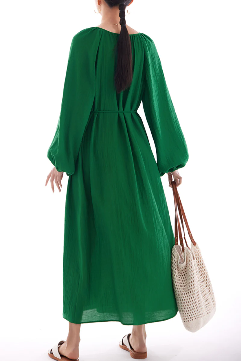 Green Lantern-Sleeve V-Neck Maxi Dress - HBQMJX