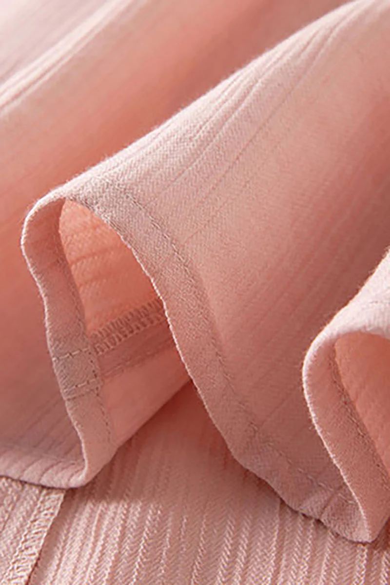 Pink Short-Sleeve A-Line Midi Dress - HBQMJX