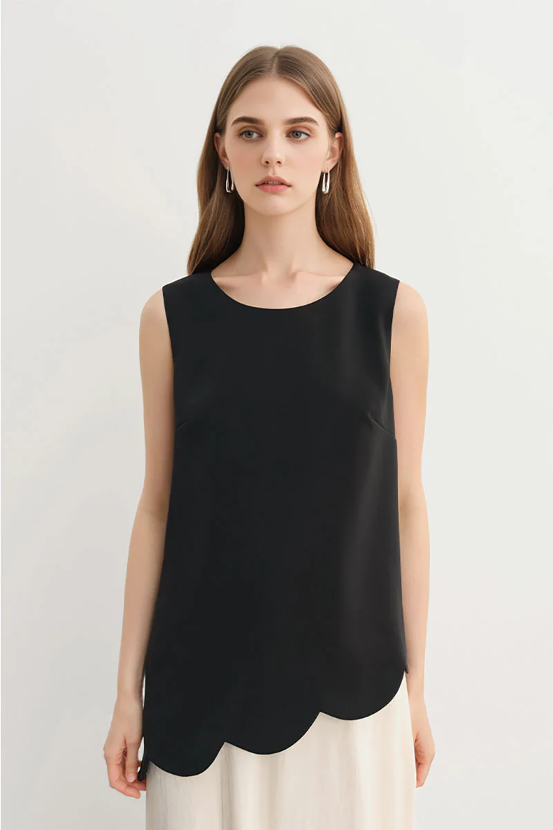 Black & White Sleeveless Mixed Media Midi Dress - HBQMJX