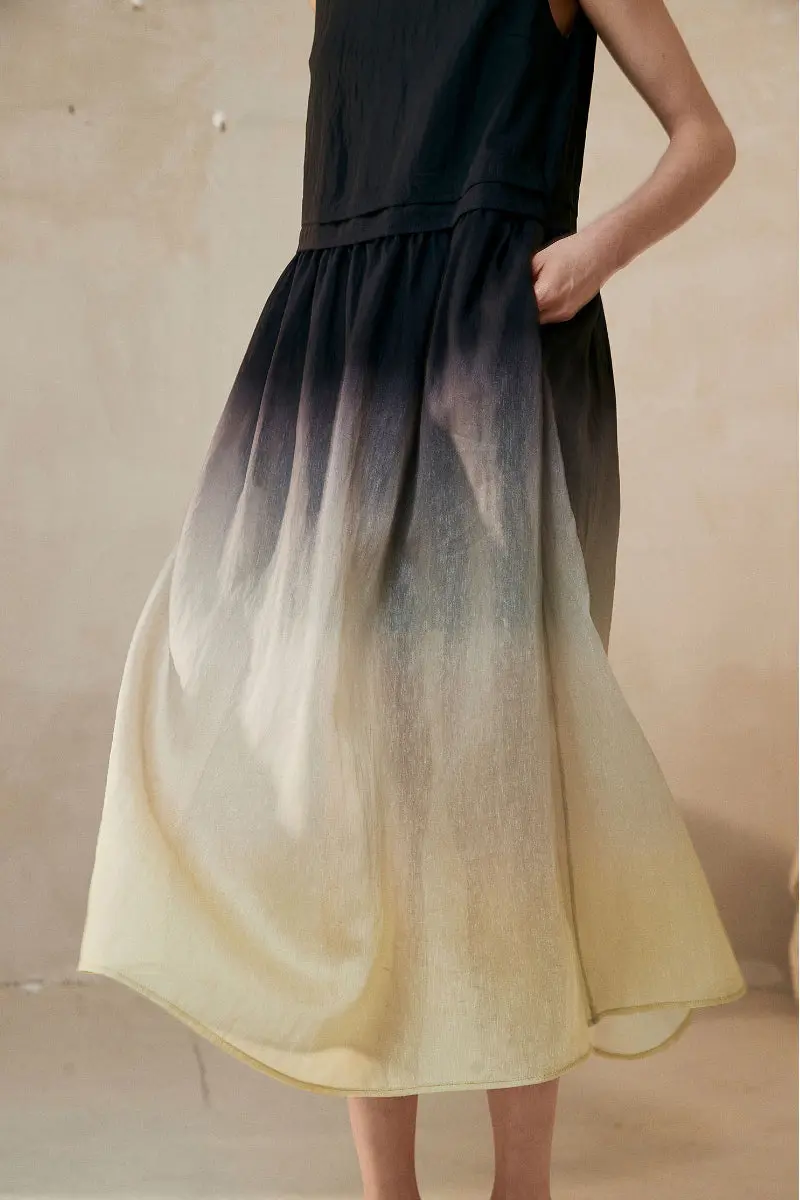 Ombre Sleeveless Linen Midi Dress - HBQMJX