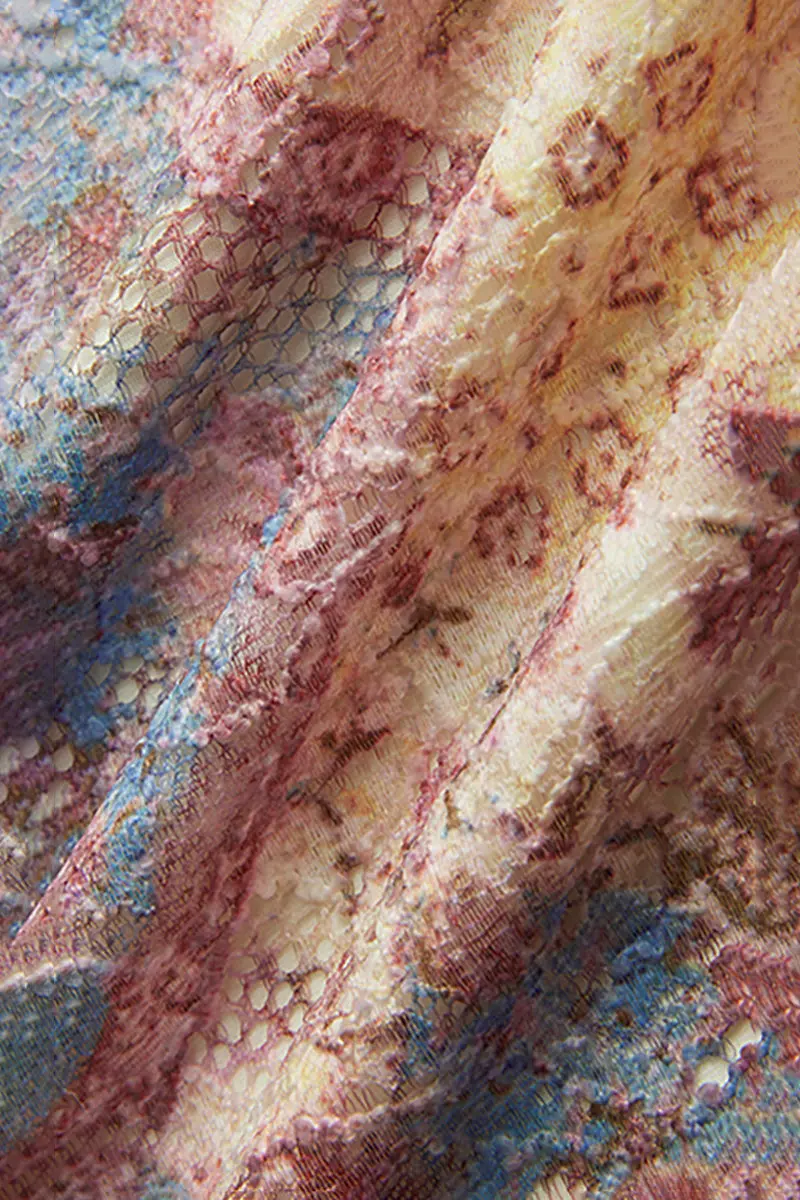 Floral Lace Spaghetti-Strap Tie-Neck Midi Dress - HBQMJX