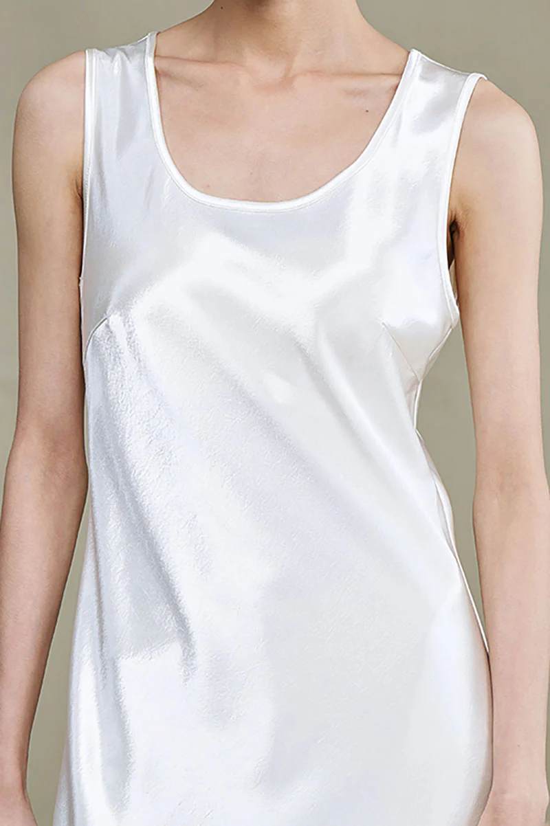 Satin Sleeveless Scoop-Neck Tank Midi Dress - HBQMJX
