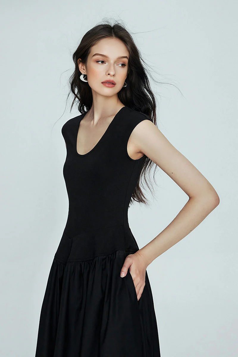 White Fit & Flare Cap-Sleeve Scoop-Neck Midi Dress - HBQMJX