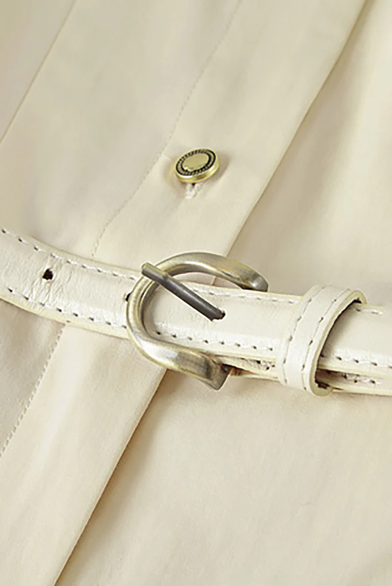 Ivory Cargo Square-Neck Belted Midi Dress - HBQMJX