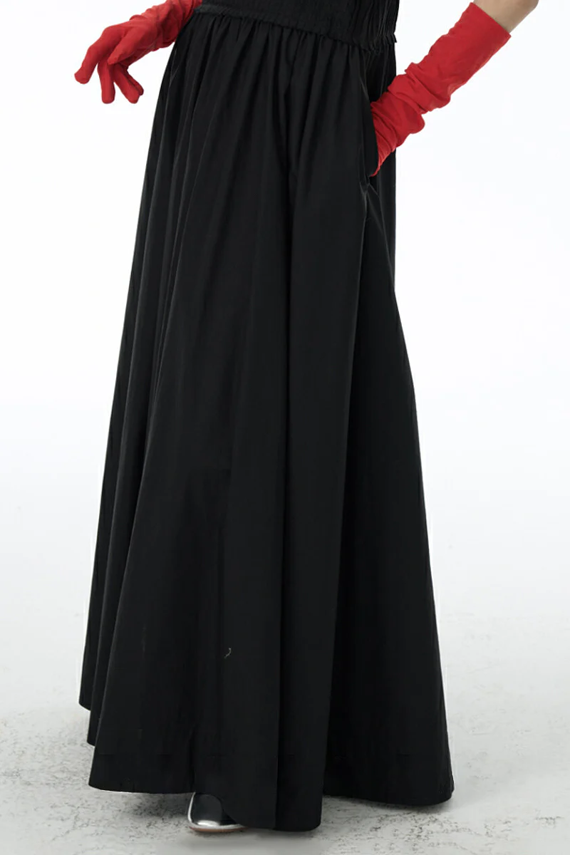 Black Sleeveless Pleated Square-Neck Tank Midi Dress - HBQMJX