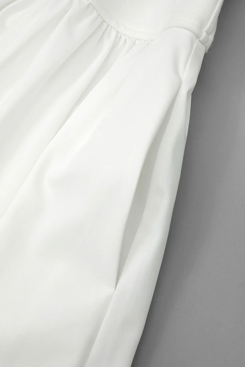 White Fit & Flare Cap-Sleeve Scoop-Neck Midi Dress - HBQMJX