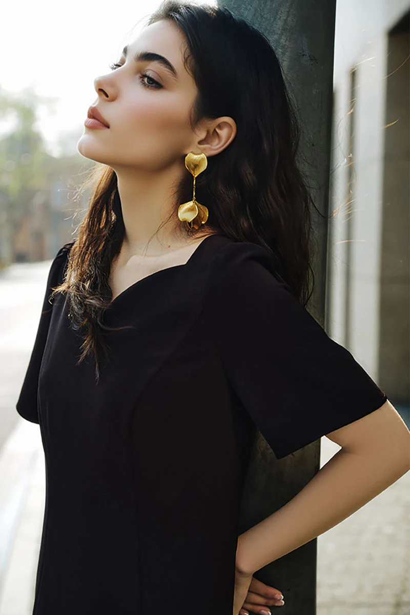 Short-Sleeve Sweetheart-Neck A-Line Midi Dress - HBQMJX