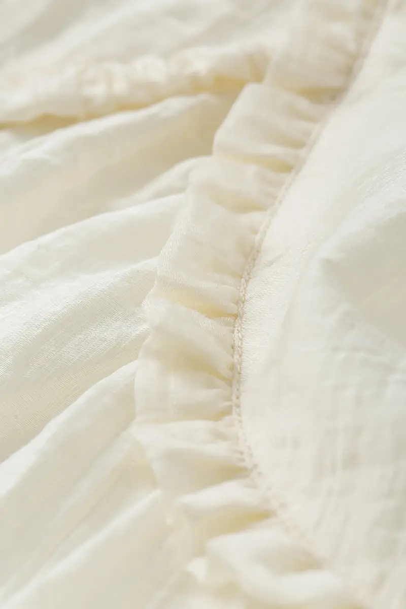 Ivory Lyocell Sleeveless Ruffle-Detail Midi Dress - HBQMJX