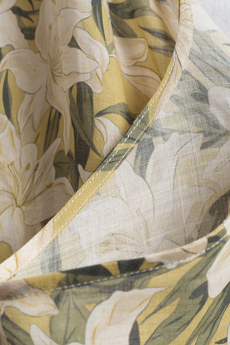 Pure Ramie Floral Sleeveless Scoop-Neck Midi Dress - HBQMJX