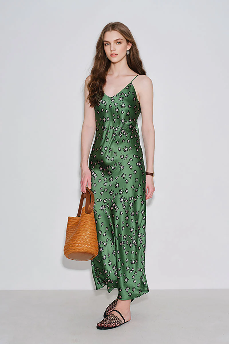 19 Momme Silk Slip Dress in Floral Print - HBQMJX