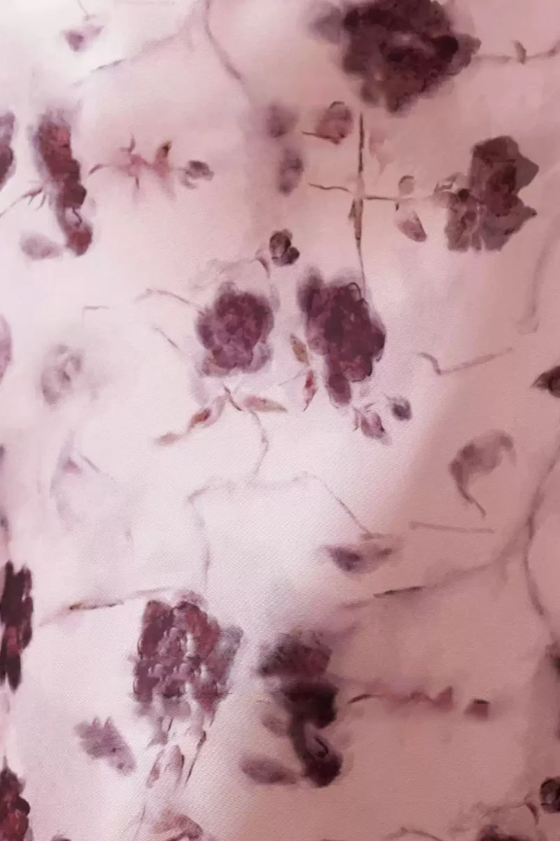 Pink Floral Satin Slip Midi Dress - HBQMJX