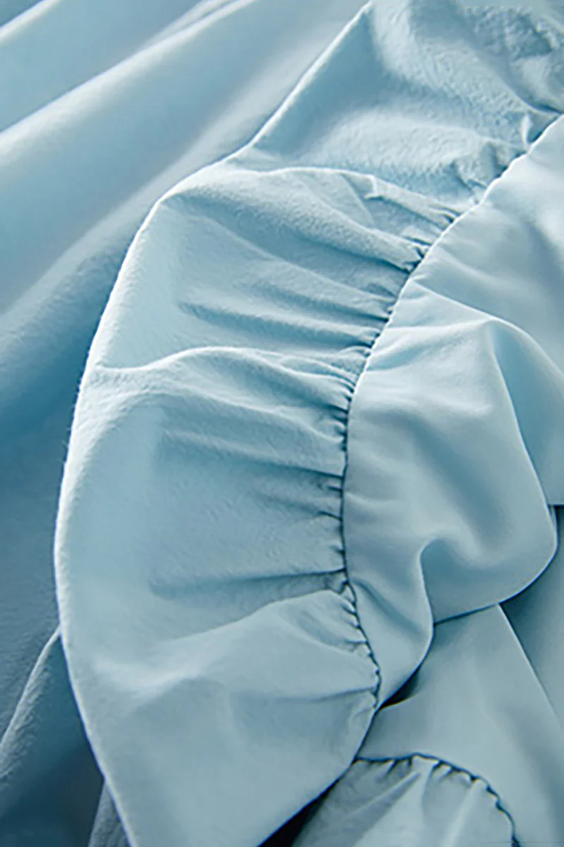 Baby Blue 100 Cotton Sleeveless Scoop-Neck Bubble Mini Dress - HBQMJX