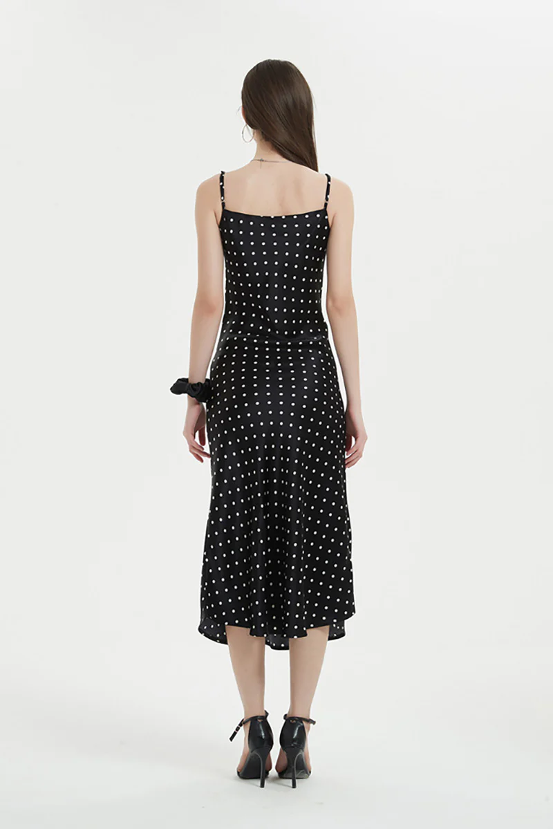 Polka-Dot Cowl-Neck Midi Slip Dress in Triacetate-Blend - HBQMJX