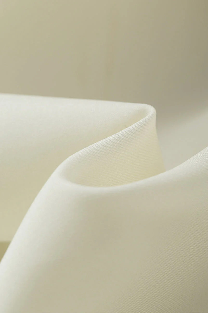 White Pleated Frayed Jacquard Mixed-Media Midi Dress - HBQMJX