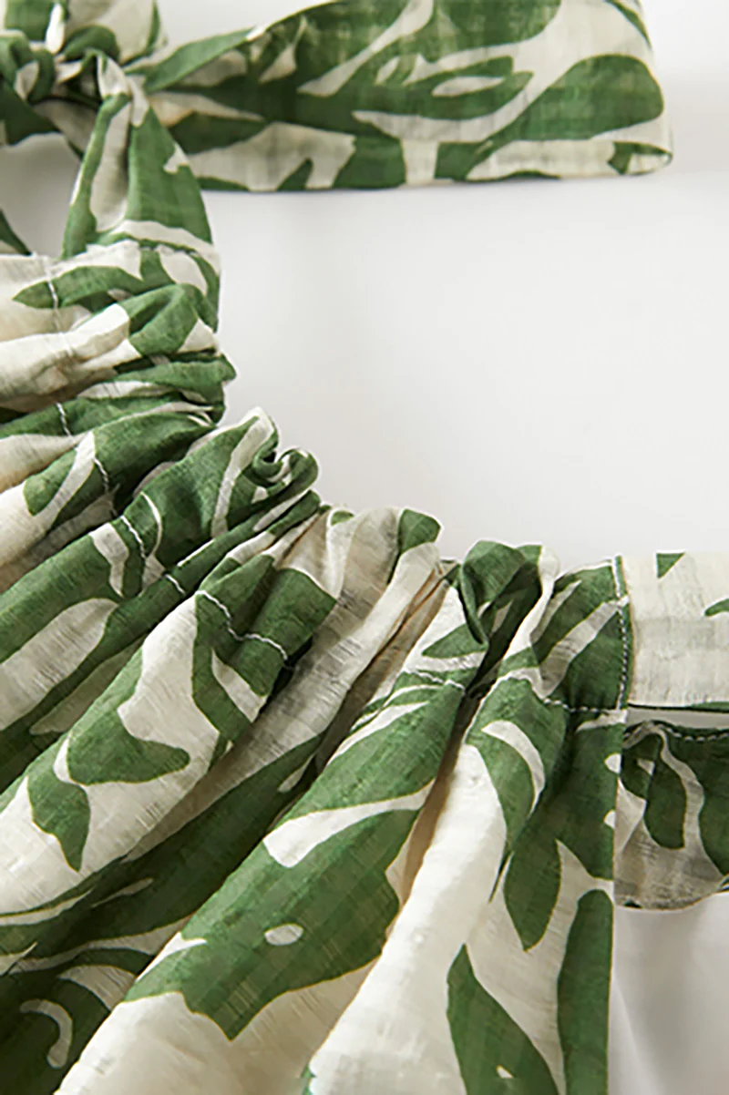 Green Floral Halter-Neck Beach Midi Dress - HBQMJX