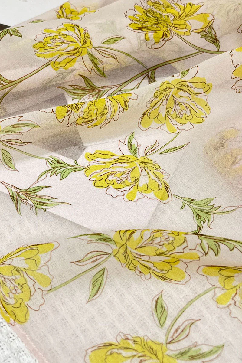 100 Mulberry Silk Floral  Balloon-Sleeve Drop Waist Midi Dress - HBQMJX