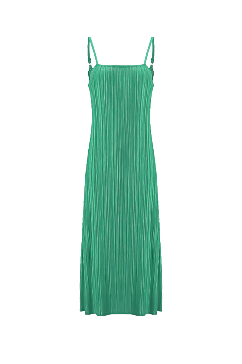 Designer Inspired Pleated Midi Slip Dress - HBQMJX