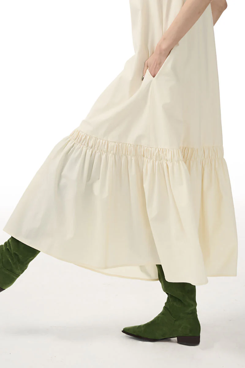 Relaxed Sleeveless A-Line Tiered Maxi Dress - HBQMJX