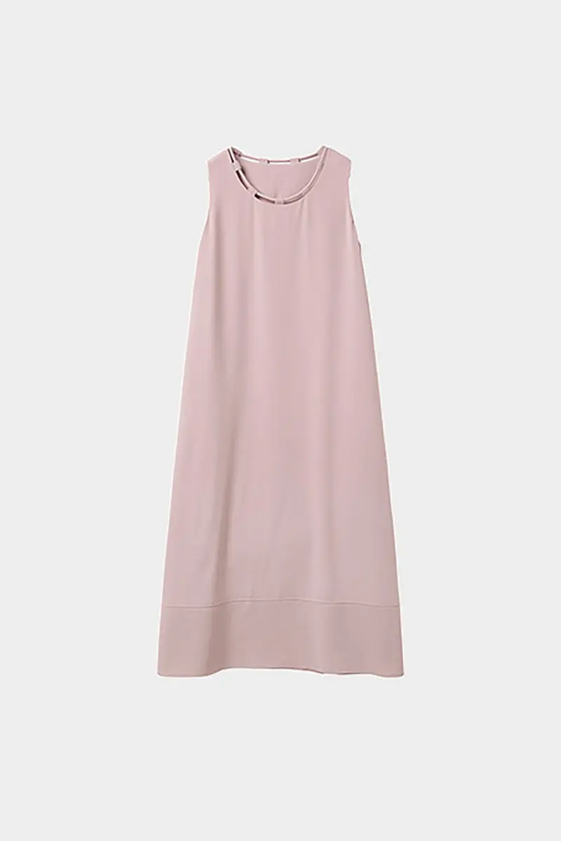 Pink Row-Style Sleeveless Midi Dress - HBQMJX