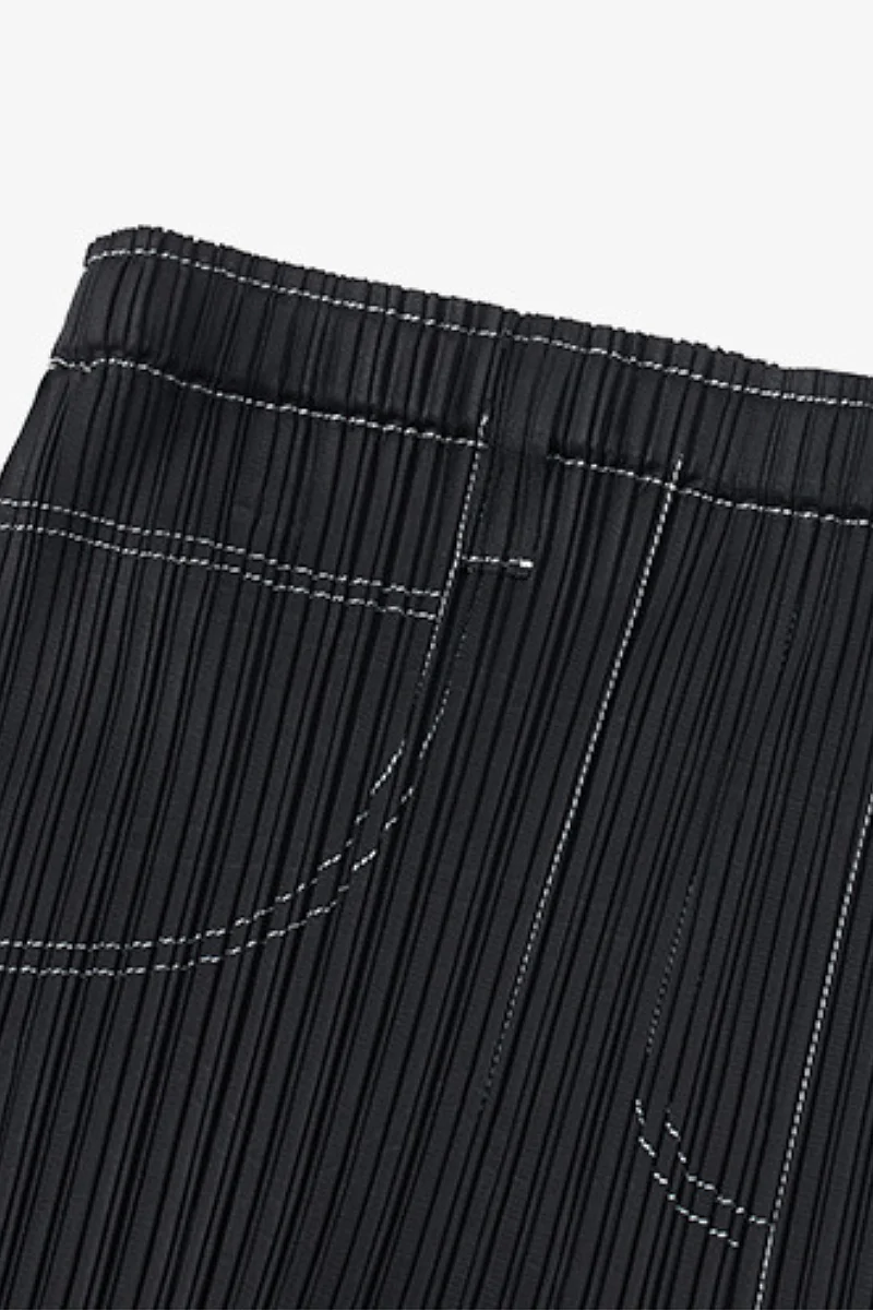 Designer Inspired Pleated Pull-On Midi Skirt - HBQMJX