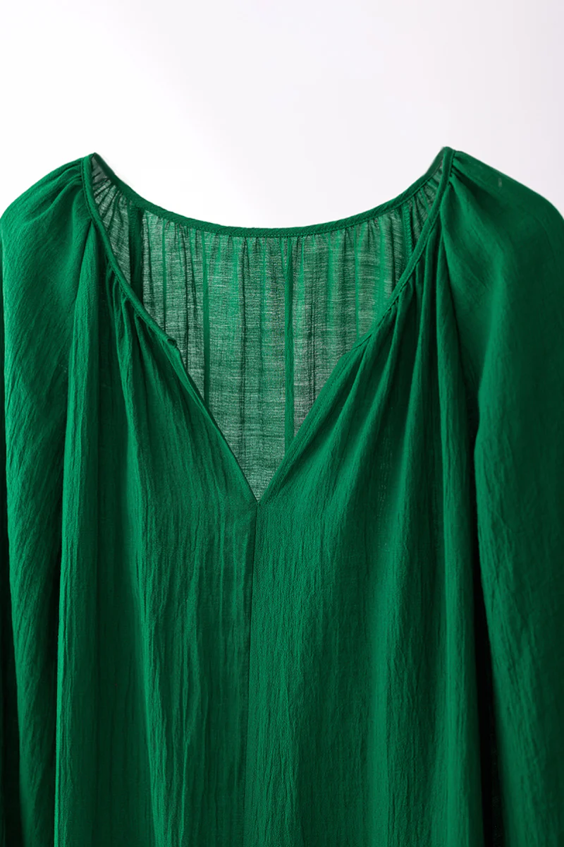 Green Lantern-Sleeve V-Neck Maxi Dress - HBQMJX