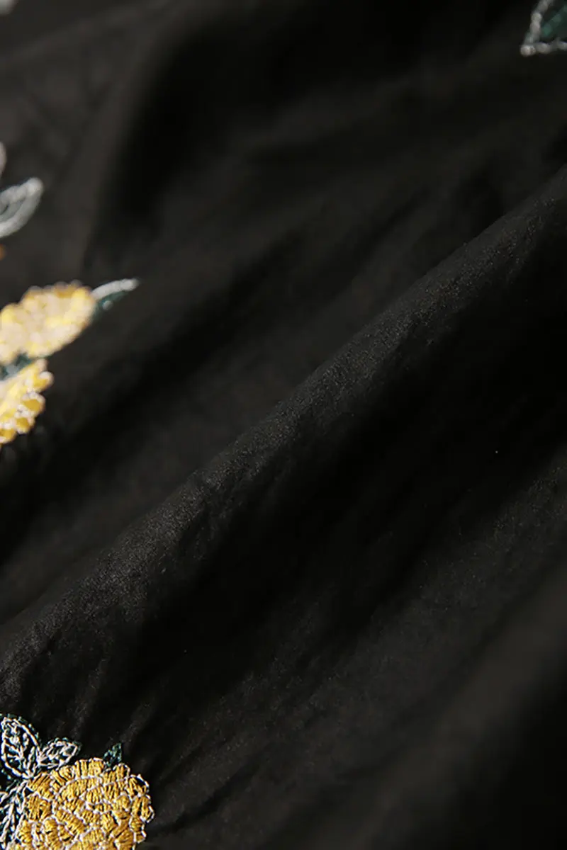 Xiang Yun Silk Floral Hand-Embroidery Midi Dress - HBQMJX