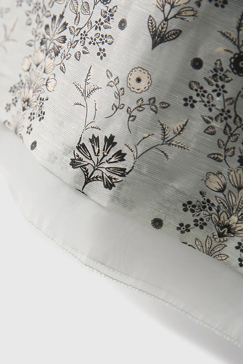 Qipao-Inspired Floral Midi Dress in Linen-Silk Blend - HBQMJX