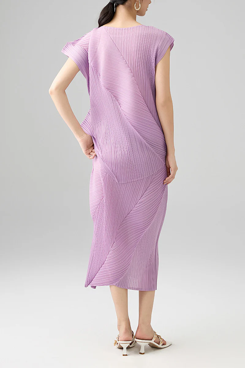 Designer Inspired Pleated Cap-Sleeve Top - HBQMJX