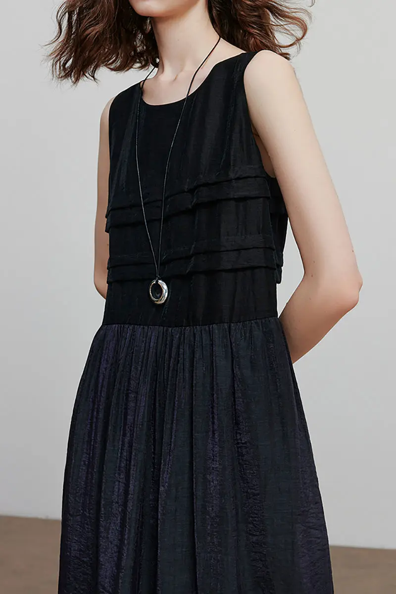 Ombre Sleeveless Trapeze Midi Dresss - HBQMJX