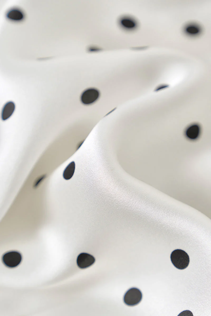 White 100 Silk Crepe-Back Polka Dot Midi Dress - HBQMJX