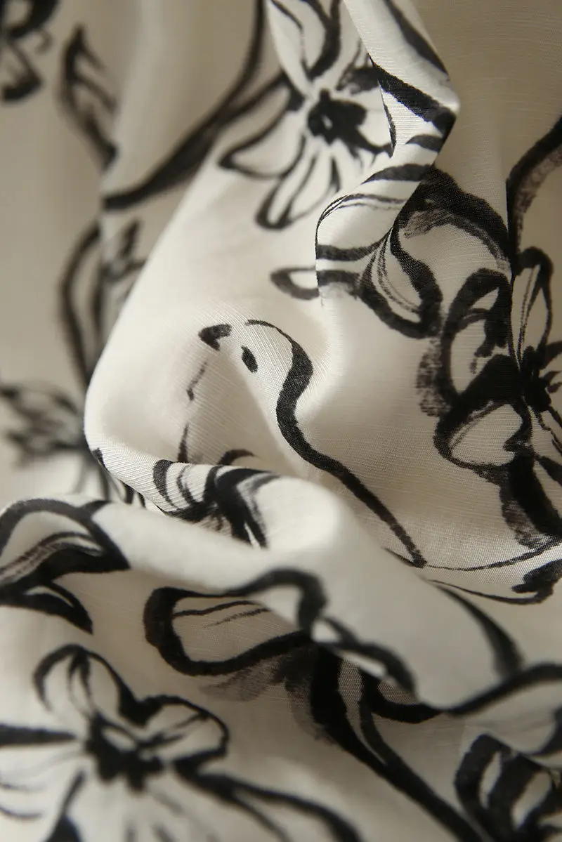 Linen Floral Sleeveless Midi Dress - HBQMJX