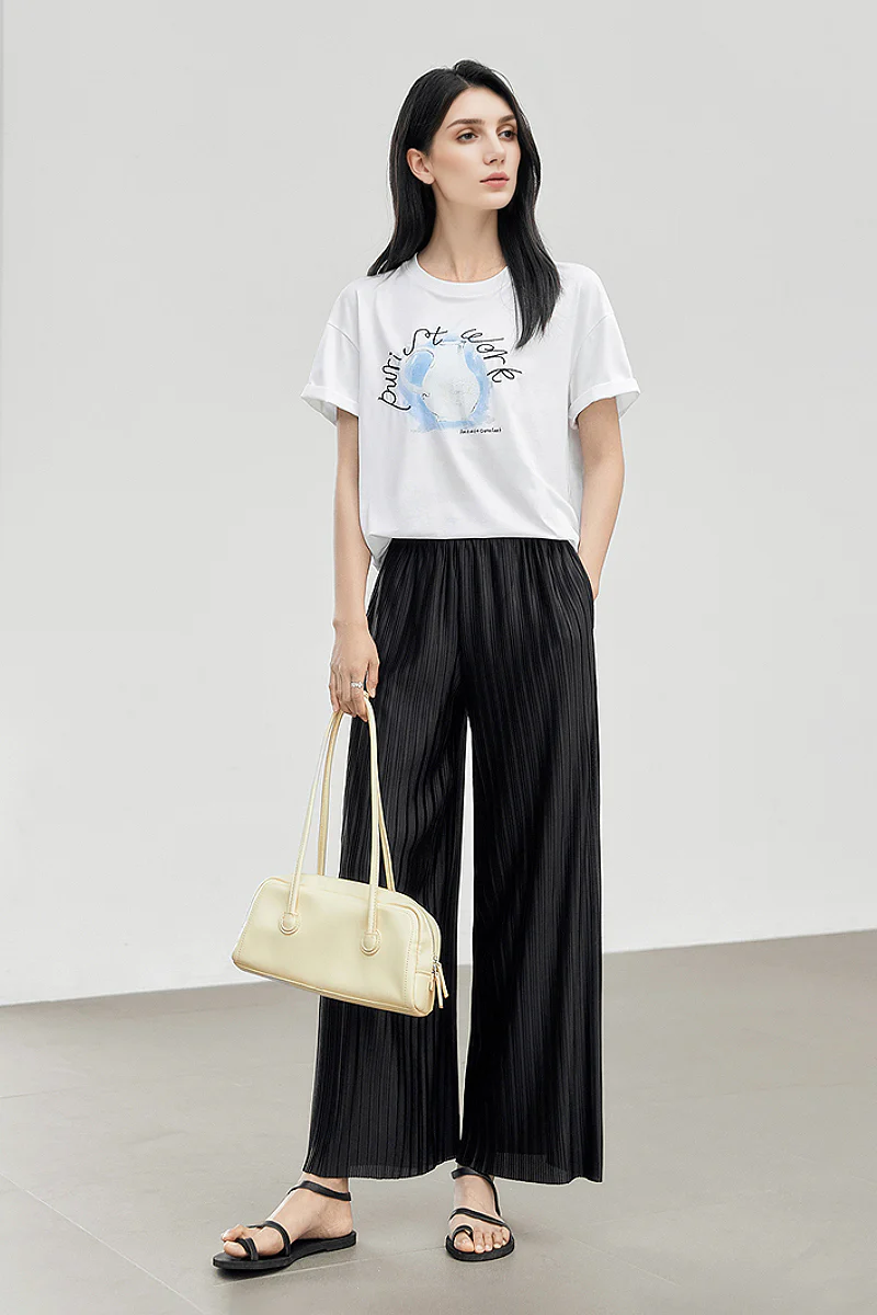 Flowy Pleated Pull-On Wide-Leg Pants - HBQMJX