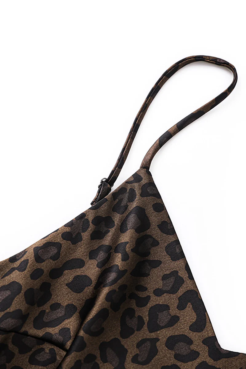 Satin Printed V-Neck Midi Slip Dress - HBQMJX