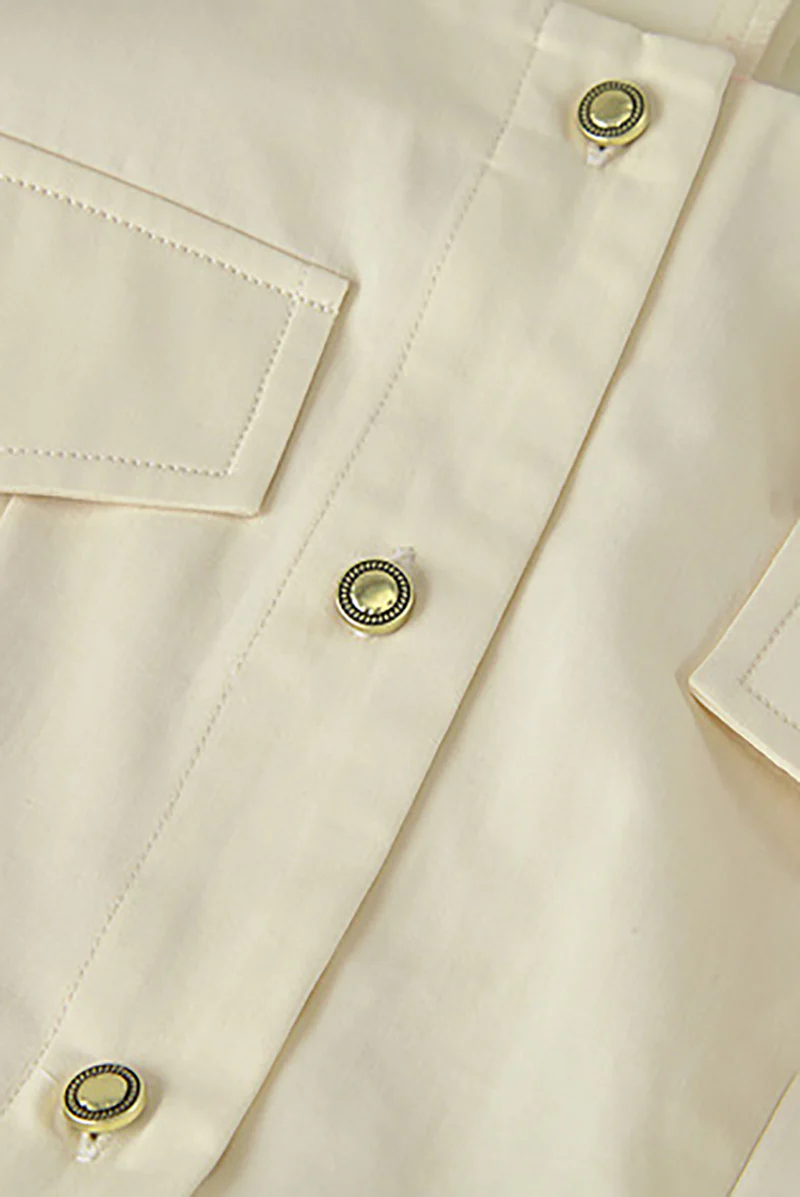 Ivory Cargo Square-Neck Belted Midi Dress - HBQMJX