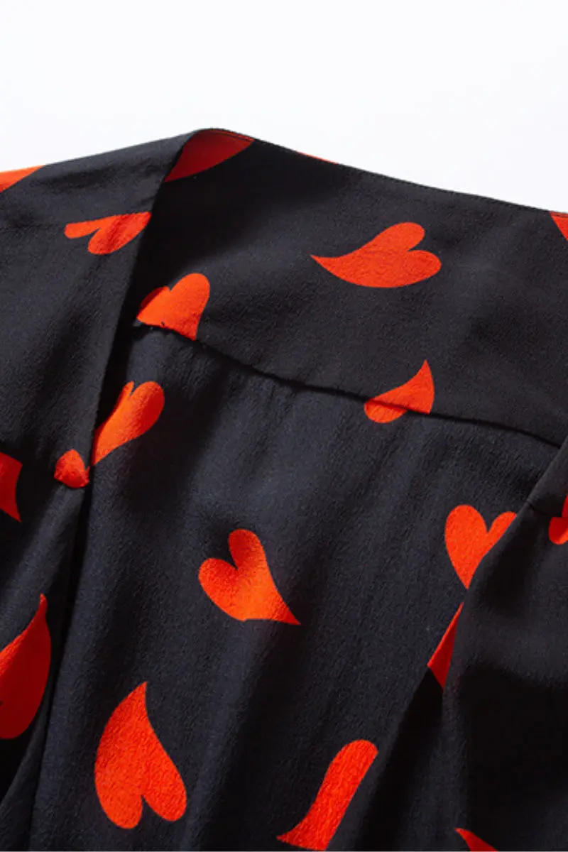 French-Inspired Silk Double Crepe Heart Wrap Midi Dress - HBQMJX