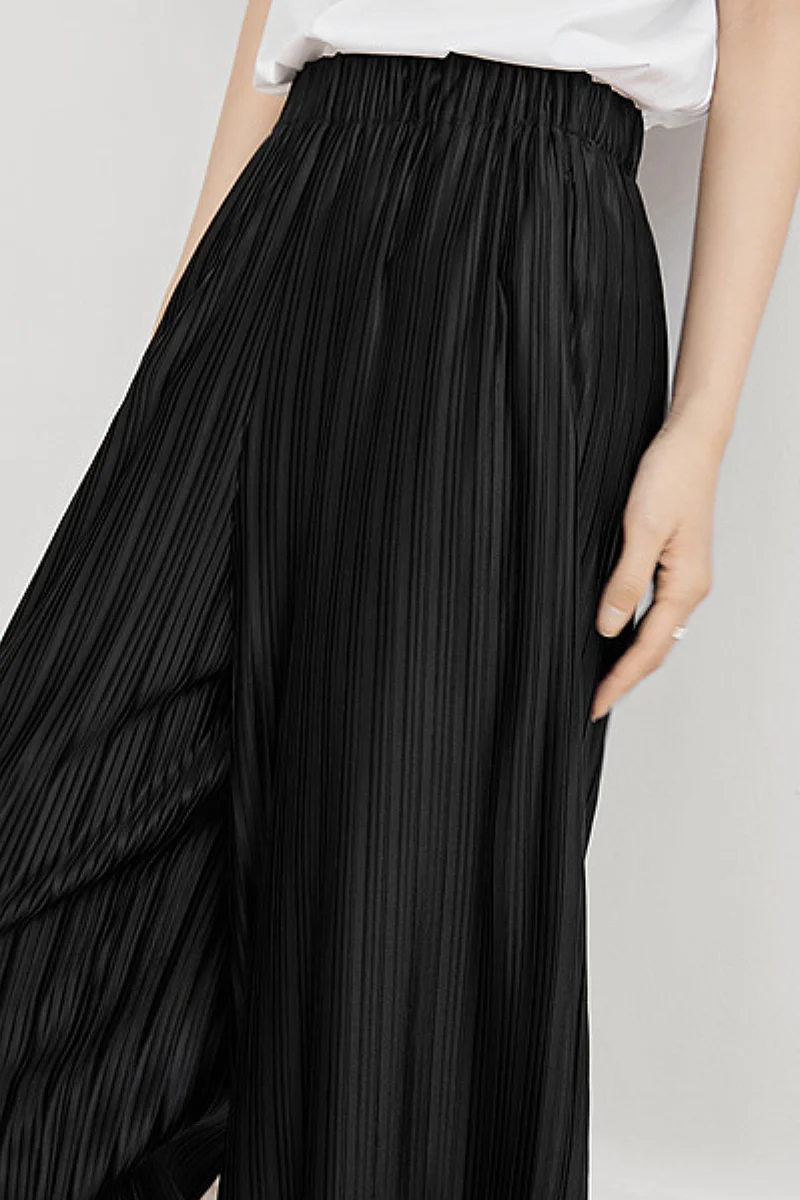 Flowy Pleated Pull-On Wide-Leg Pants - HBQMJX