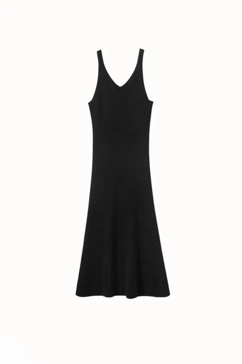 100 Cashmere Sleeveless Rib-Knit Midi Sweater Dress - HBQMJX