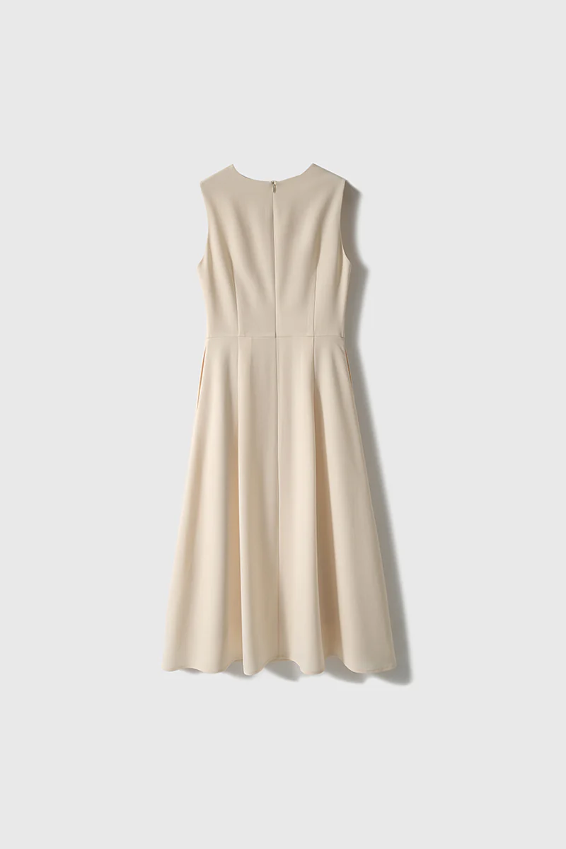 Elegant Acetate Sleeveless Fit & Flare Midi Dress - HBQMJX