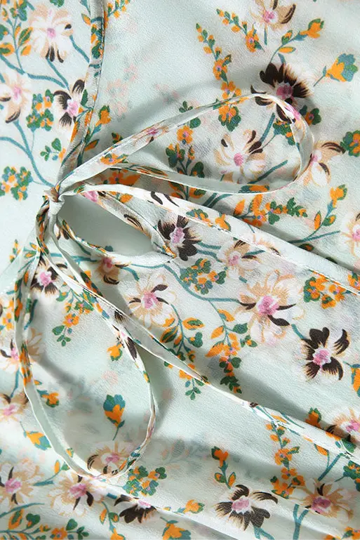 100 Mulberry Silk Short Sleeve Floral Midi Dress - HBQMJX