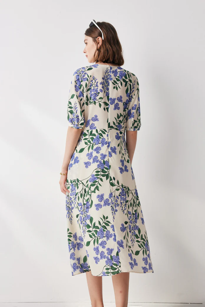 French Chic Silk Floral Maxi Dress - HBQMJX